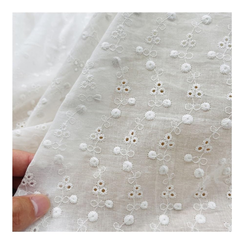 Telas de algodón puro bordadas blancas suaves y finas de 130 cm de ancho, para coser disfraces de niña, vestidos, camisas, colchas, materiales de tela (orquídea, 90 cm x 130 cm)