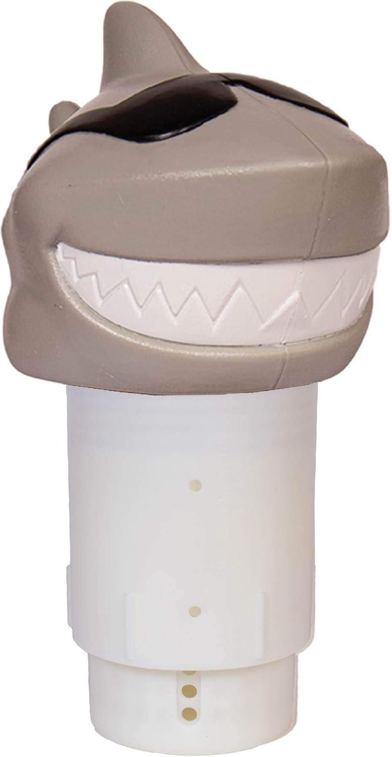 GAME Solar Light-Up Floating Pool Chlorine Dispenser – Shark Design, Adjustable Control Ring, Holds Up to 5 x 3” Chlorine Tablets, For Above-Ground & In-Ground Pools