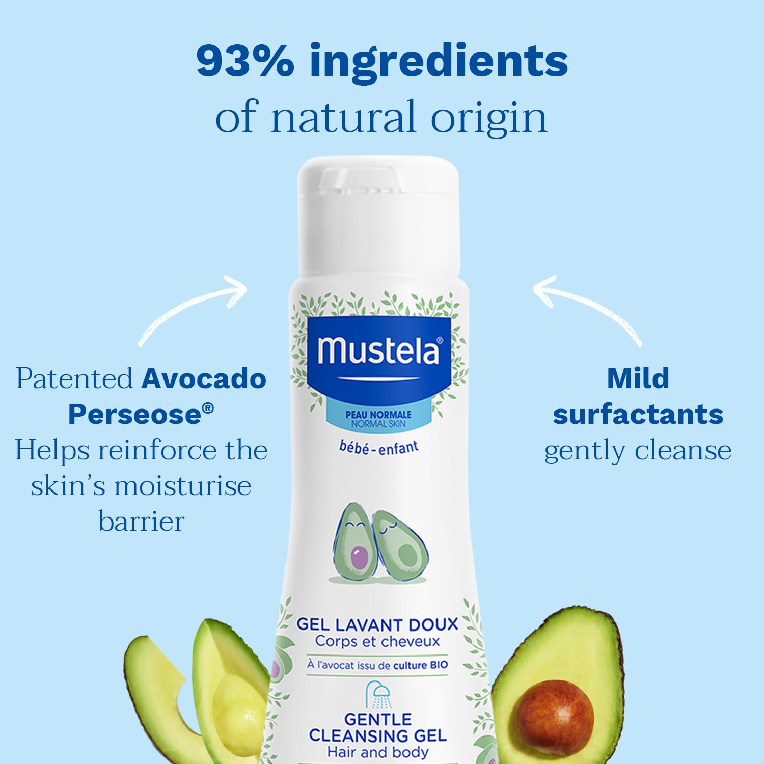 Mustela BÉBÉ gentle cleansing gel hair and body 200 ml