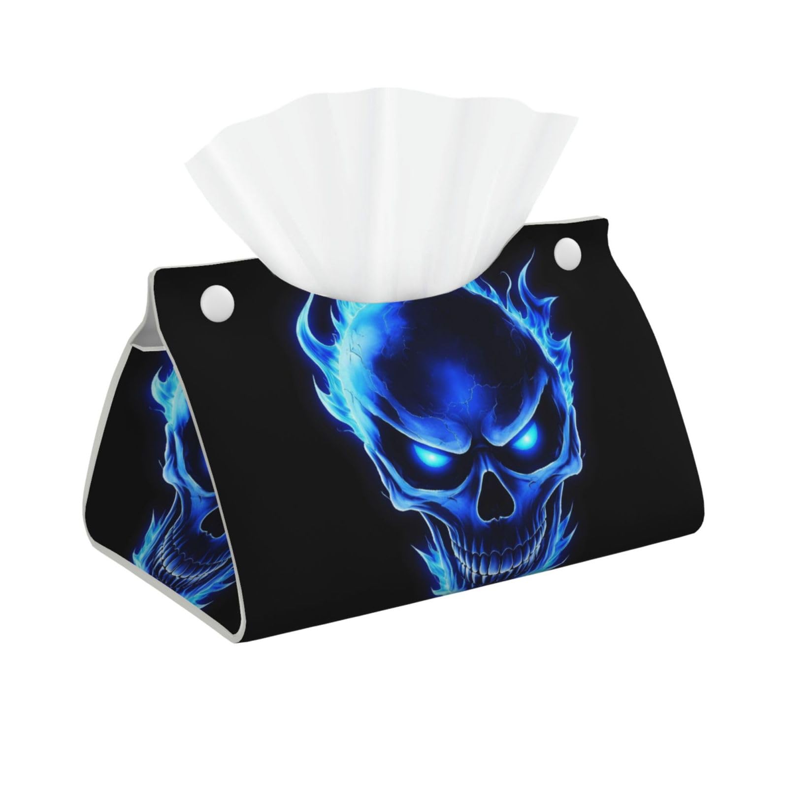 Skull Blue Fire Long Tissue Box Cover Holder Home Decor Aesthetic 7.87'' x 5.12'' x 0.98''