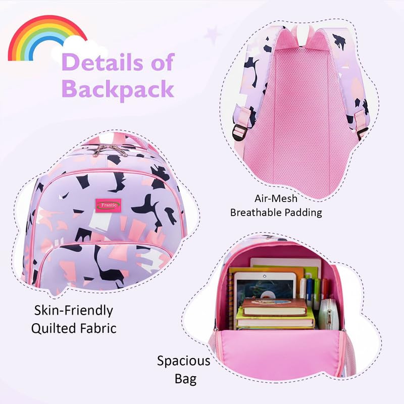 Image of Frantic Waterproof Polyester 35 L School Backpack With Pencil /Staionery Pouch School Bag Class 1 to 8 Daypack Picnic Bag For School Going Boys & Girls(RR Purple Animal B)