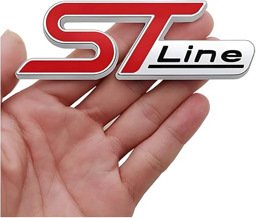 Miniatura 5 de 2 calcomanías adhesivas de metal 3D para cajuela, emblema de línea ST, repuesto para camión, automóvil, SUV (rojo, negro y plateado)