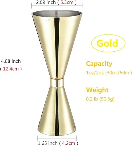 Miniatura 2 de Jigger 2oz 1oz (2.0 fl oz1.0 fl oz), Jigger japonés acabado con medidas en el interior, vaso medidor de cóctel para bartending