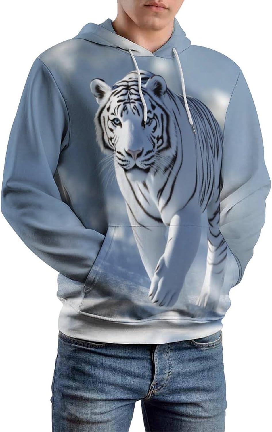Men's Tiger Graphic Hoodie Animal Theme Winter Autumn Long Sleeve Sweatshirt - Image 2