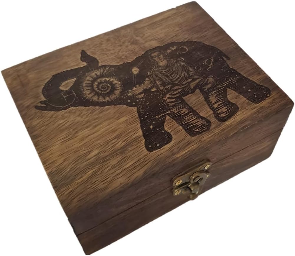 Engraved Yoga Elephant Jewelry Box Beautiful Trinket Keepsake Box | Earrings Necklace Storage Box for Girls Women | Yoga Elephant Lover Gift Idea Valentine's Day, Birthday Christmas, Weddings, Animals Yoga Buddha Lover Gifts Ornament for Home Décor