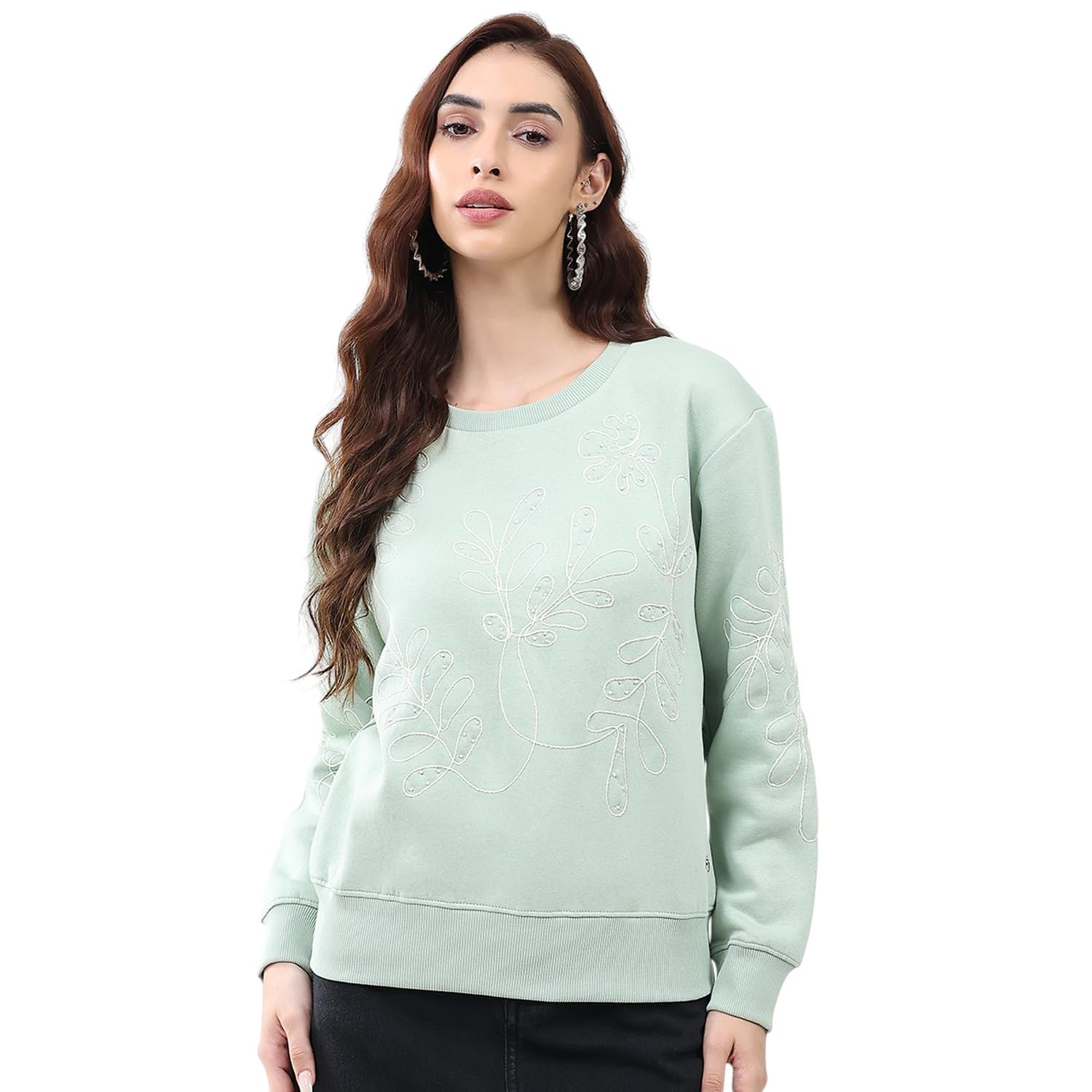 monte carlo Women's Regular Fit Sweatshirt | Self Design Pattern | Round Neck Full Sleeves Pull On | Warm Stylish Winter Wear | Sweatshirt for Women's (Pack of 1)-picture-32