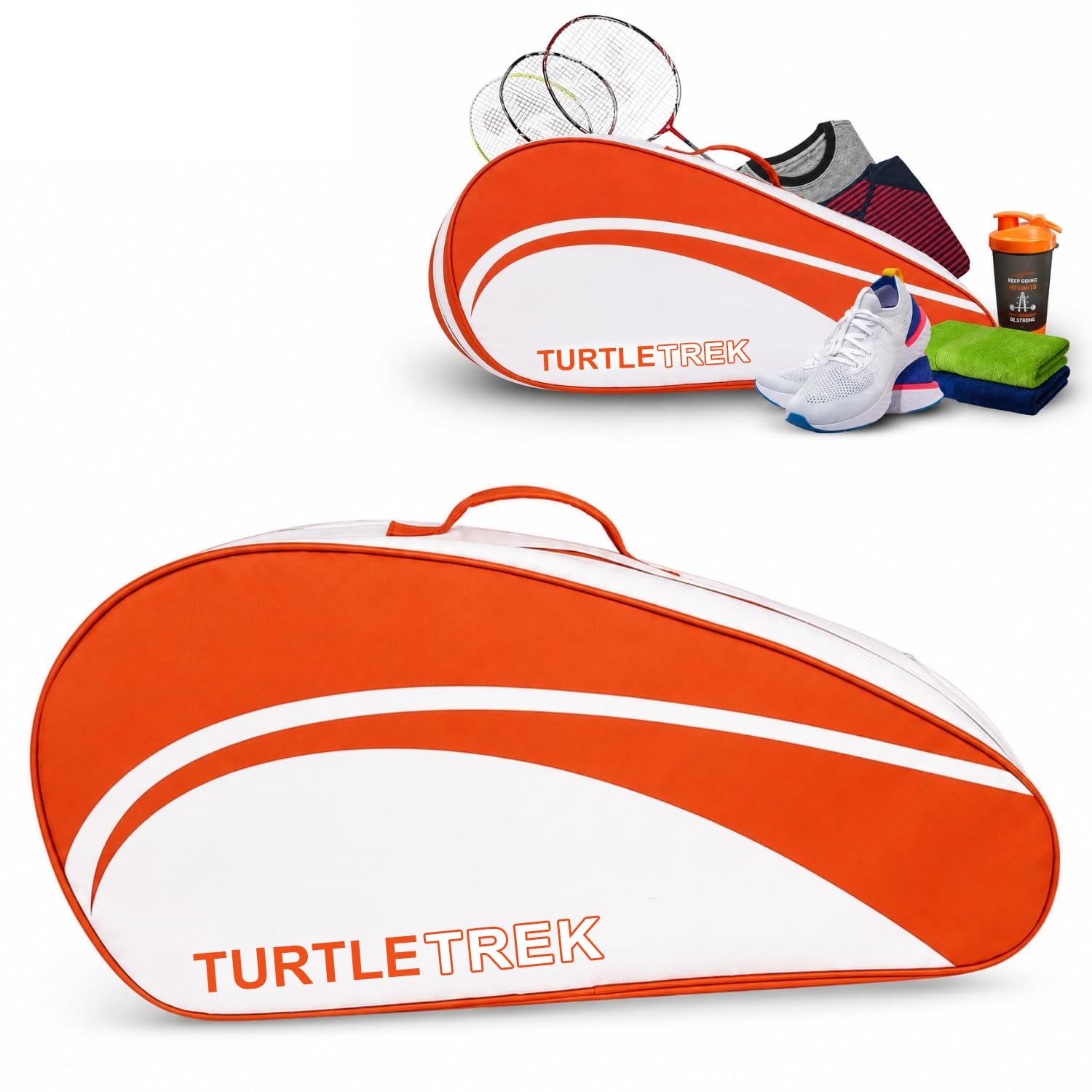 Turtle Trek Badminton Kit-Bag Double Zipper Bag with Front Zipper Pocket (Orange)-image-44