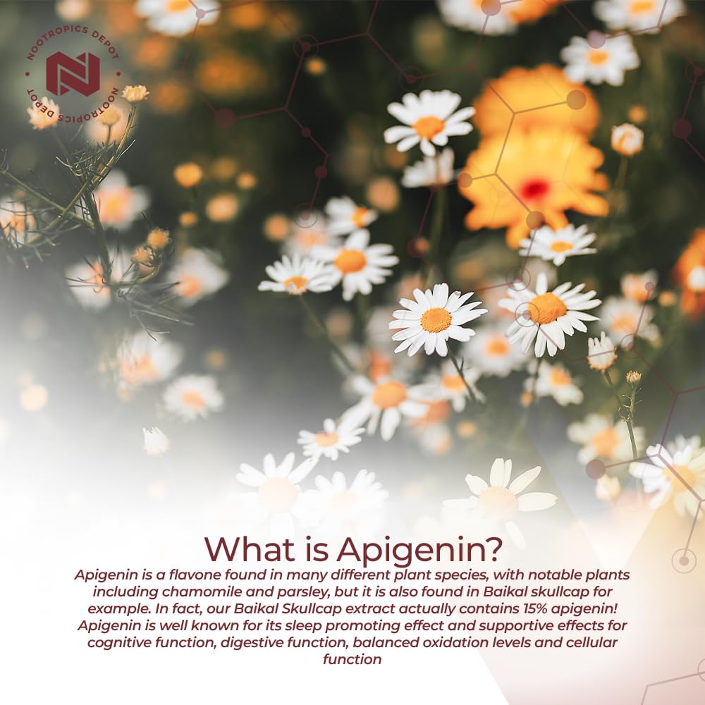 Nootropics Depot Apigenin Capsules | 200mg | 30 Count | >98% Apigenin | Supports Healthy Stress Levels — Amazon image 3