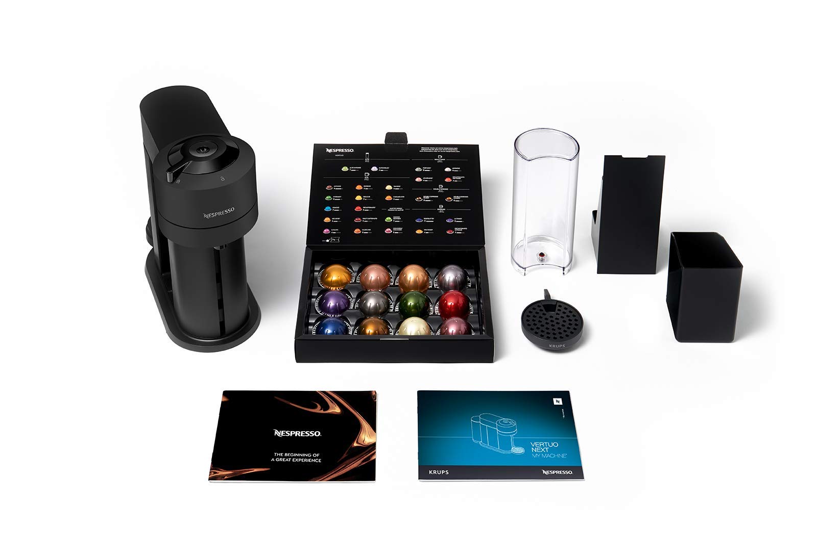 Nespresso VERTUO Next XN910N - Ekspres do kawy na kapsułki, ekspres do kawy Krups, kawa różne rozmiary, 5 rozmiarów filiżanek, technologia Centrifusion, ogrzewanie 30s, Wi-Fi, Bluetooth, czarny matowy