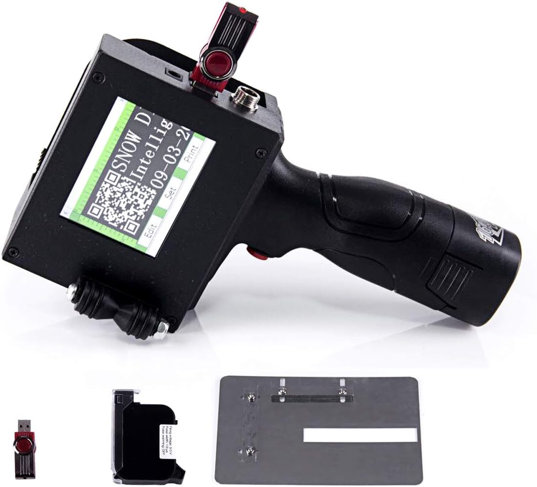 Smart Date Printer, Custom Self-Inking Date Stamp, Handheld Intelligent High Definition Inkjet Code Printer Gun, Ink Coding Machine for Manufacture Date and Expiry Date, Text、Label, Trademark