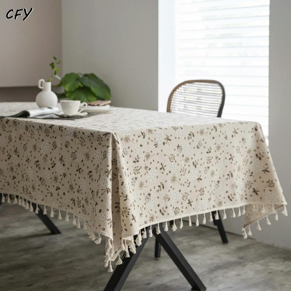 Tovaglia Pastorale con Dente di Leone in Cotone e Lino da 60~300 cm per Tavolo Tovaglia Rettangolare con Copertura per Tavolo da Pranzo in Nappa