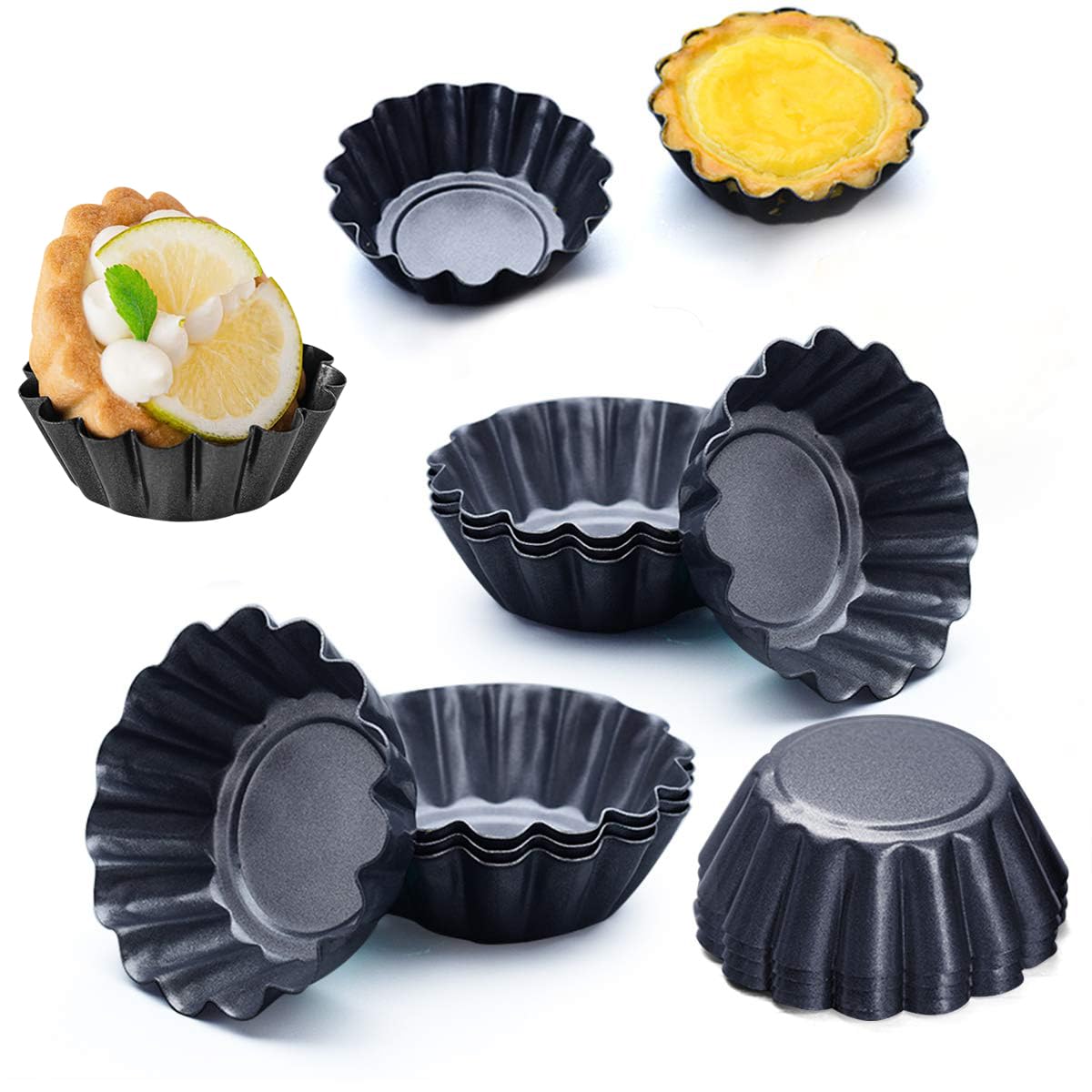 Sponsored Ad – 12-Pack Egg Tart Mold Set - Bake Perfect Tarts & Muffins Easily - Carbon Steel Baking Tool for Cupcakes, Cakes - Size 2.6 x 0.9inch Cups - Get Creative in the Kitchen!