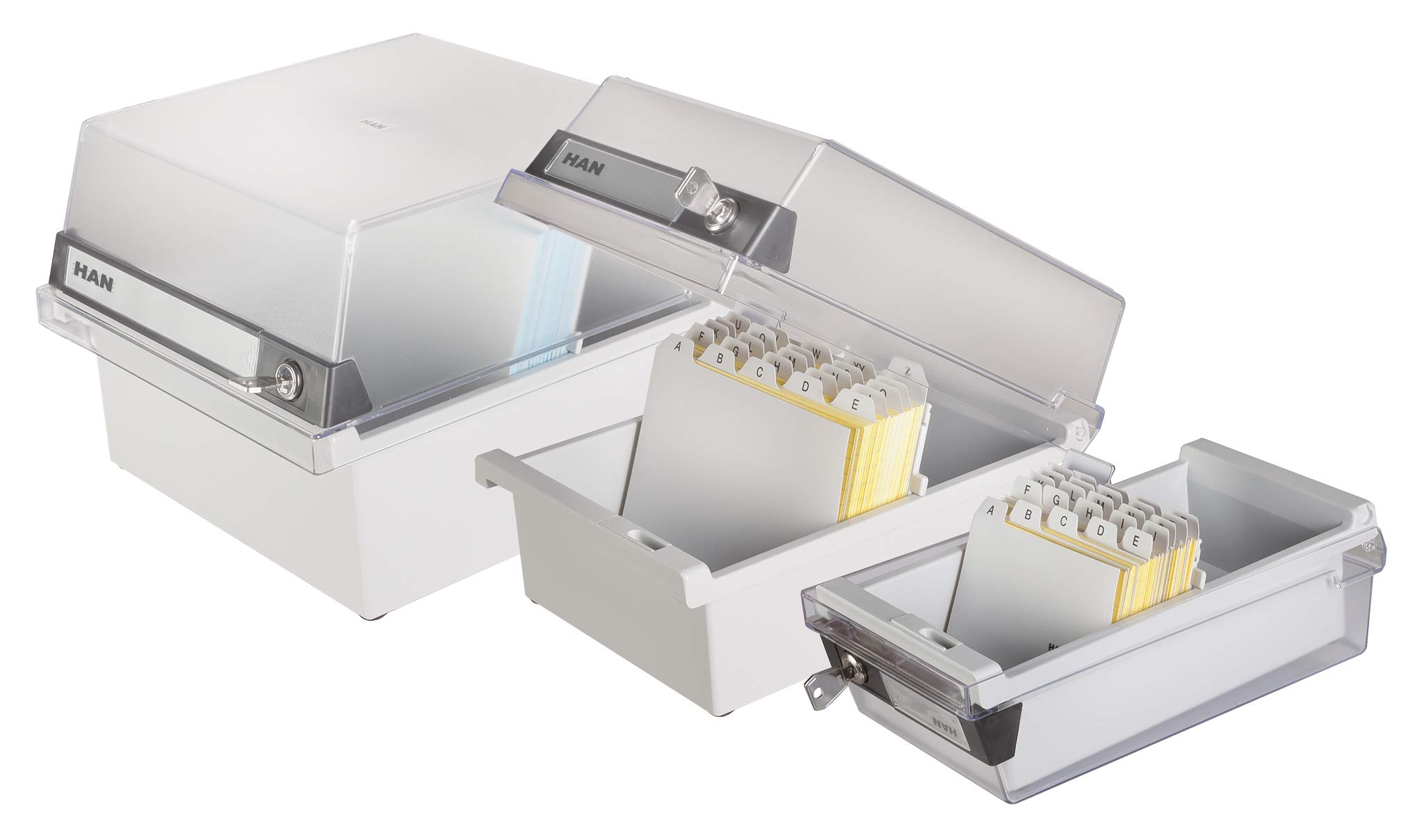 Han-Bürogeräte 965-S-631 - Archivador de fichas, para aprox. 800 fichas. tamaño A5, color gris, tamaño 235 x 190 x 250 mm