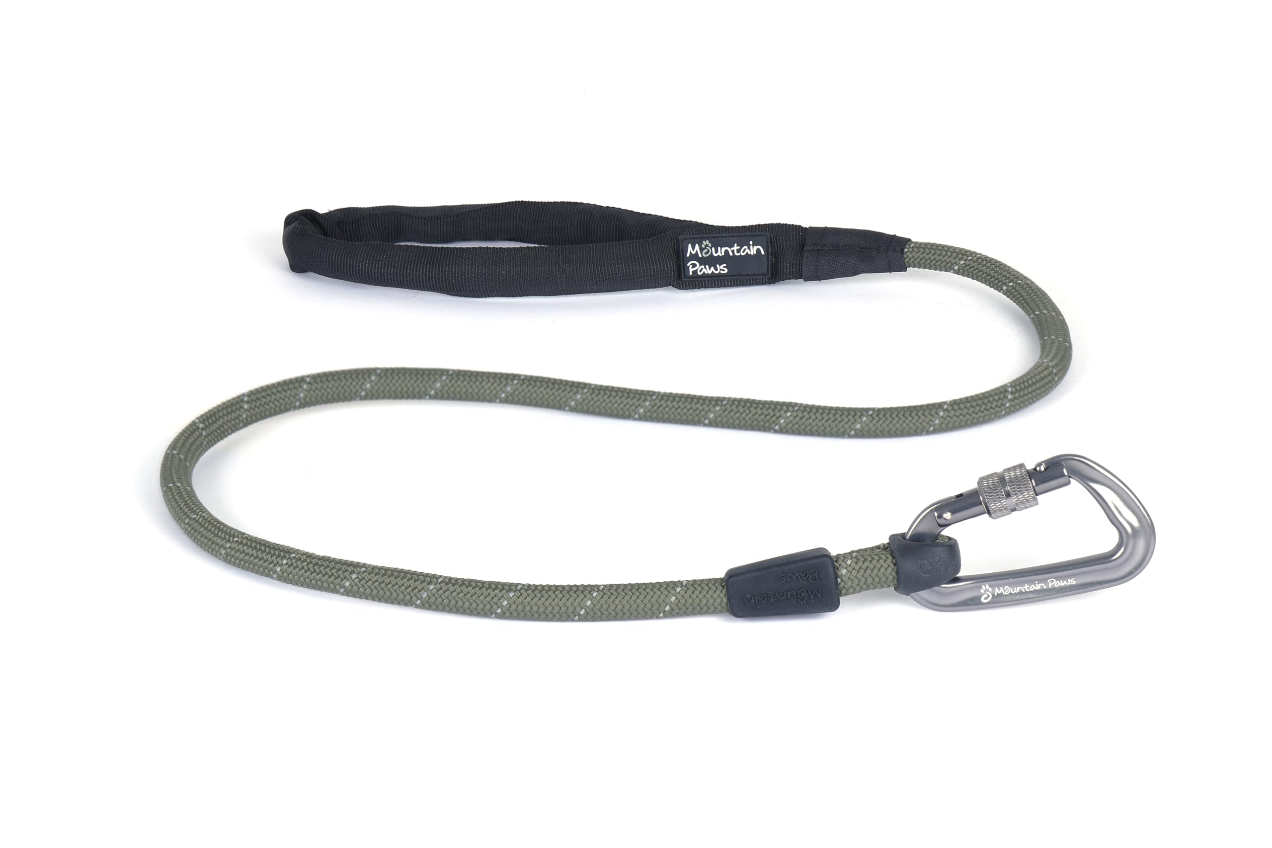 Mountain Paws Rope Karabiner Dog Lead | Reflective Lead With Padded Neoprene Handle, 1.2 Metres