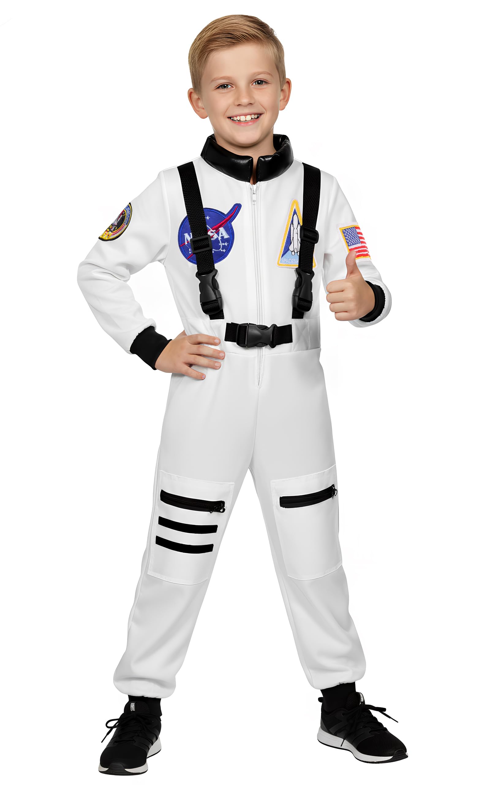 Astronaut Costume for Kid Boy NASA Space Jumpsuit Space Outfit Pretend Dress up 3-12Years