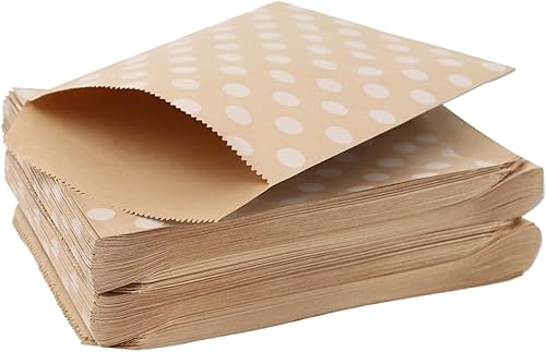 200 bolsas de papel planas de 5.1 x 7.1 pulgadas, pequeñas bolsas de papel marrón para galletas de panadería, bolsas de papel sándwich para