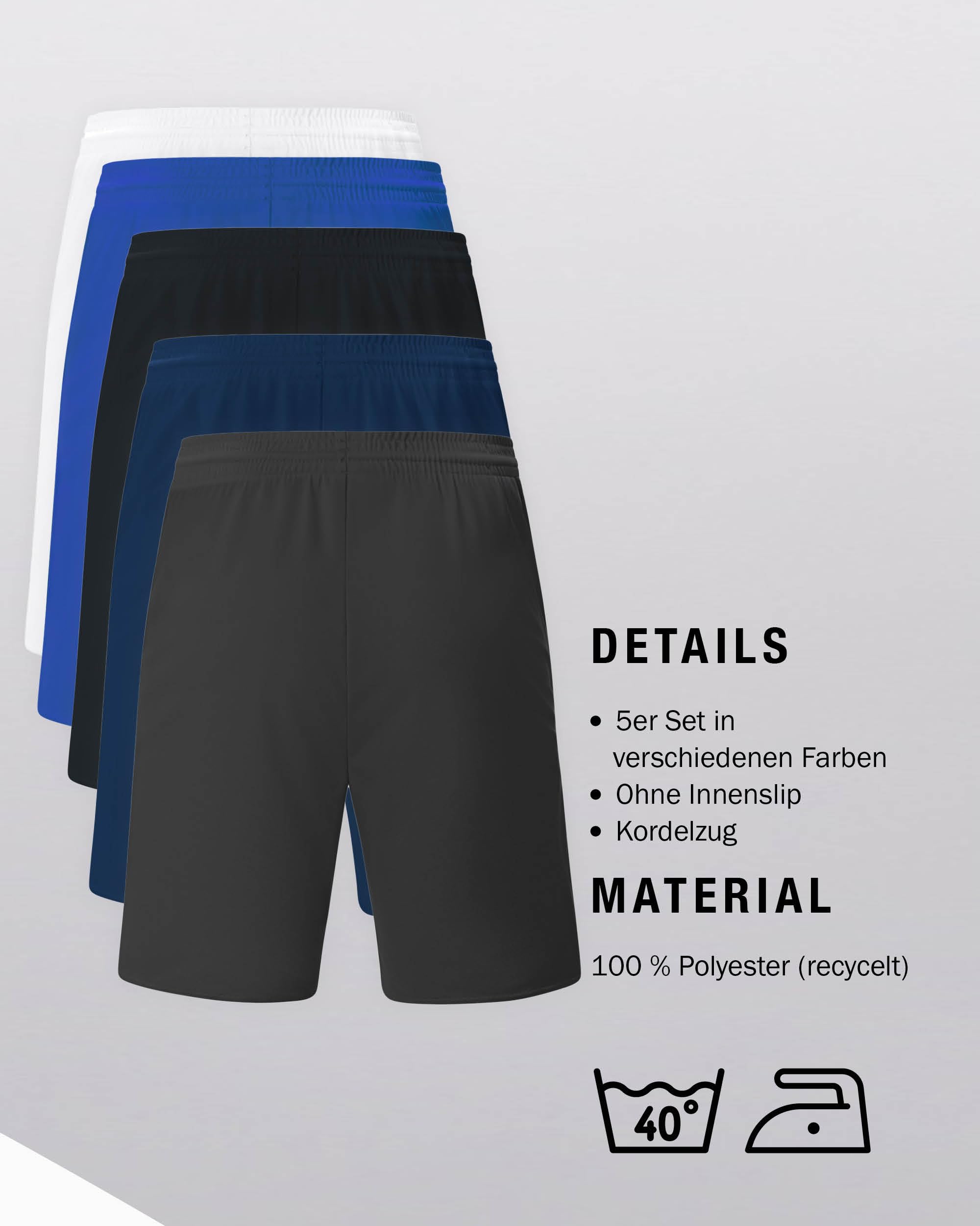 JAKO Unisex Shorts 5er-Set Sporthose Brasil COR4492