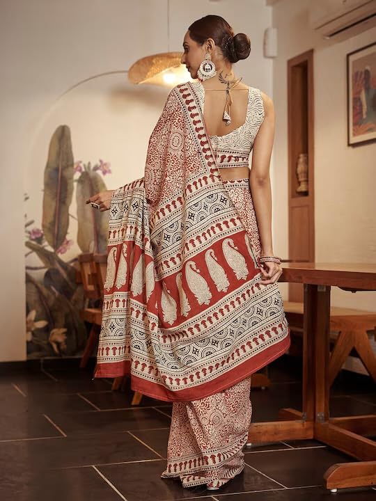 Shiv Textiles Womens Pure Cottoncasual Wear Saree (Smc-St-01-Beige)