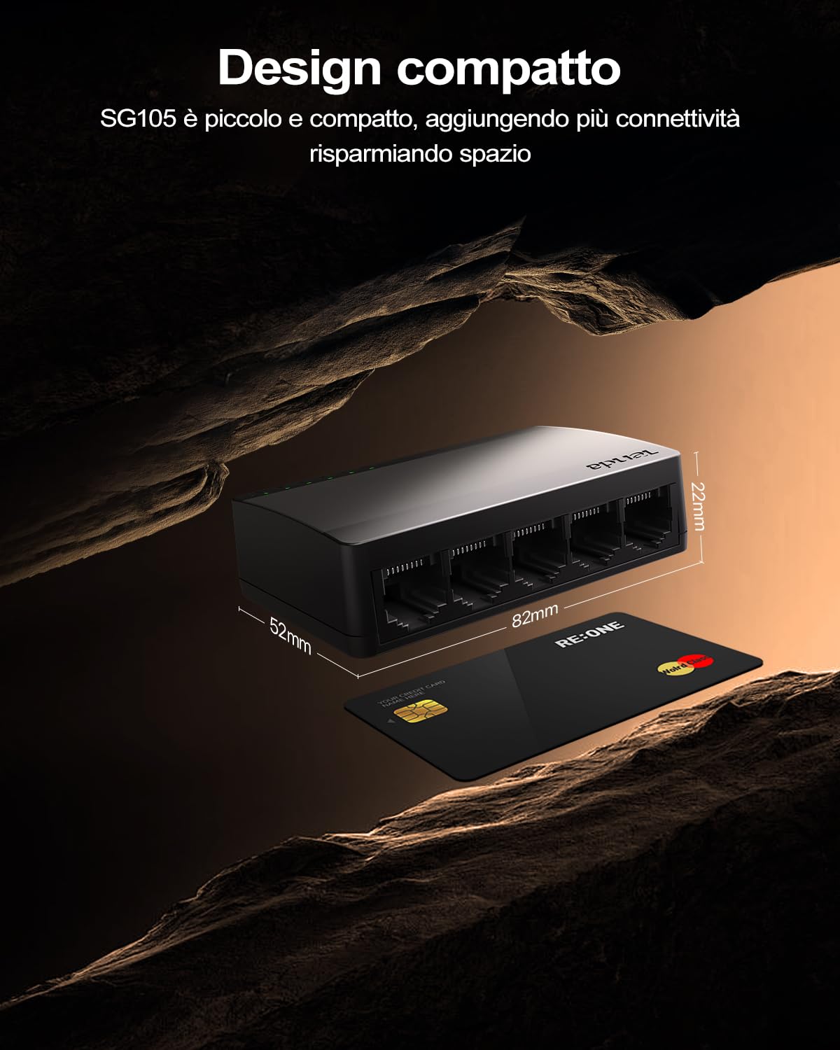 Tenda Switch Gigabit 5 Porte, Switch Ethernet 10/100/1000 Mbps, Switch di Rete con Indicatore LED, Plug & Play, Mini Formato, Montaggio Desktop o a Parete (SG105 V4.0)