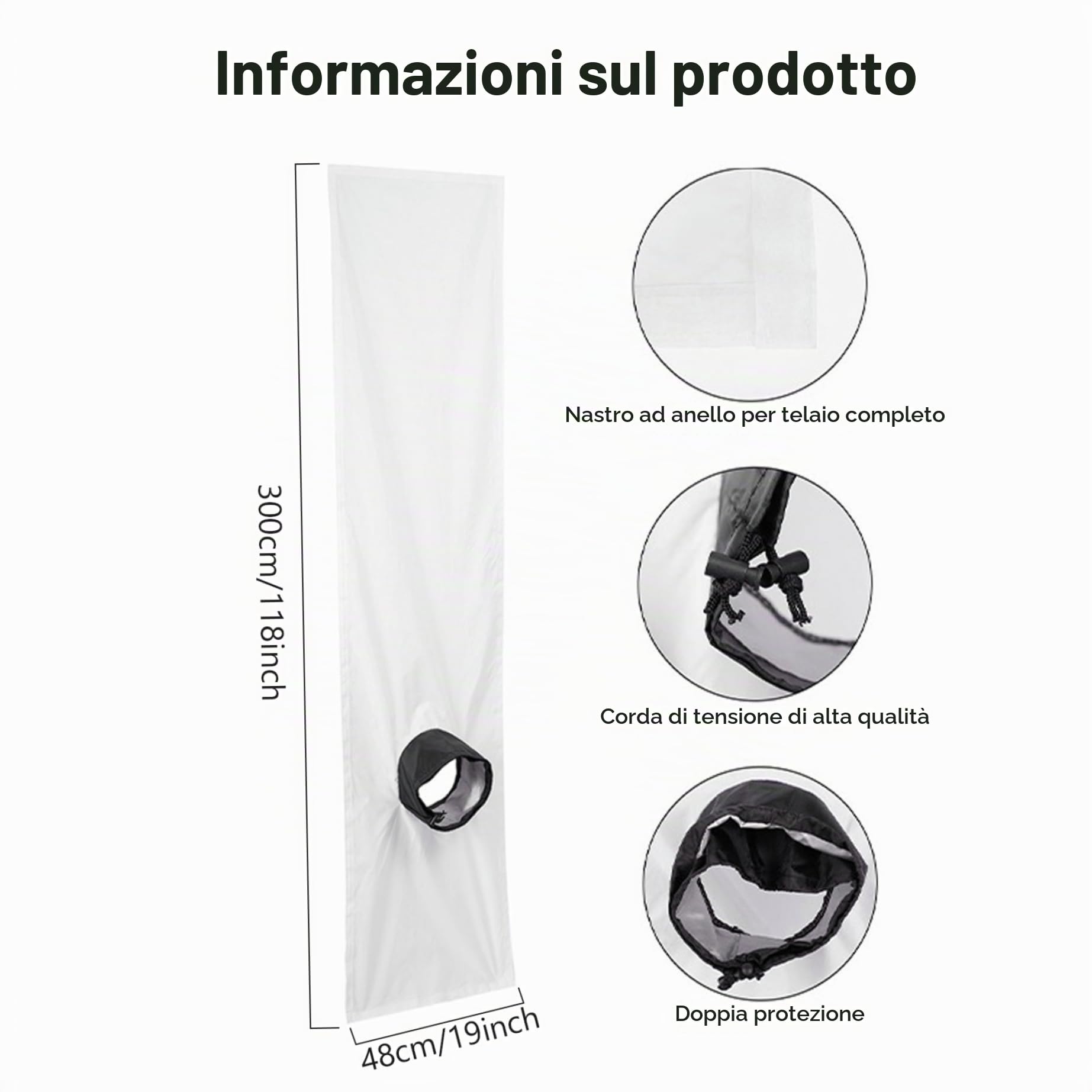 Condizionatore d'aria portatile in finestra 300 cm nastro di fissaggio impermeabile regolabile kit di finestre di condizionamento mobile, 300 cm, guarnizione della finestra per condizionatore d