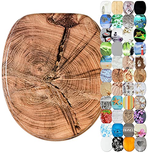 Sanilo Soft Close Toilet Seat, Wide Choice of New Toilet Seats, Stable Hinges, Easy to Mount (Old Tree)