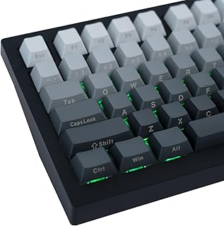 GEKUCAP PBT Keycaps 124 Keys Cherry Profile Dye-Sub Keycaps Side Engraved Keycap Set Fit for 61/64/87/96/108 Cherry Mx Switches ISO ANSI Layout Mechanical Keyboard（Gradient Grey Keycap）