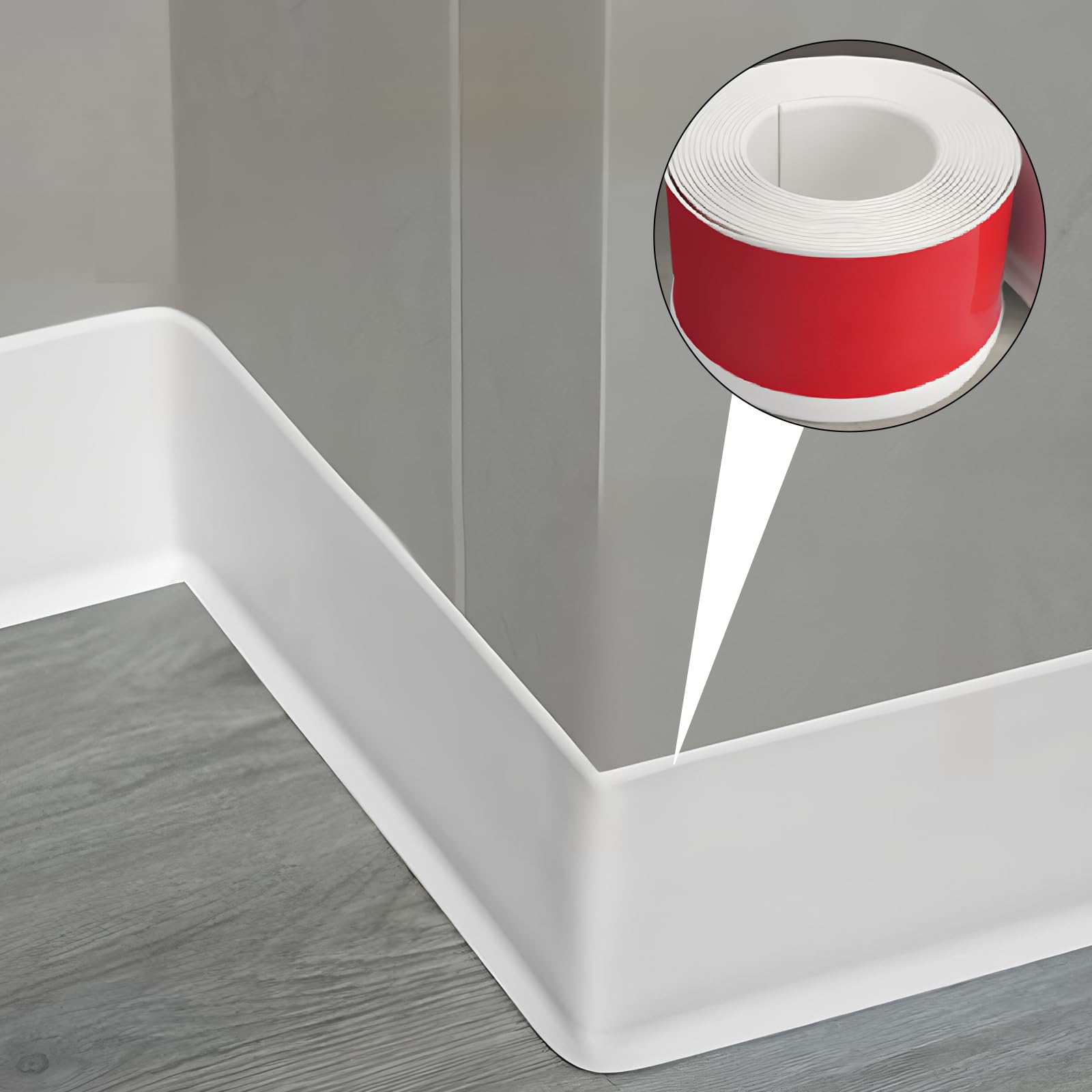 Zócalo Blando Blanco Autoadhesivo, 4/6M Rodapie PVC Adhesivo Zocalo Cocina Rodapies Autoadhesivo Rodapié Plegable Cinta Para Cocina Baño (negro, 6m)