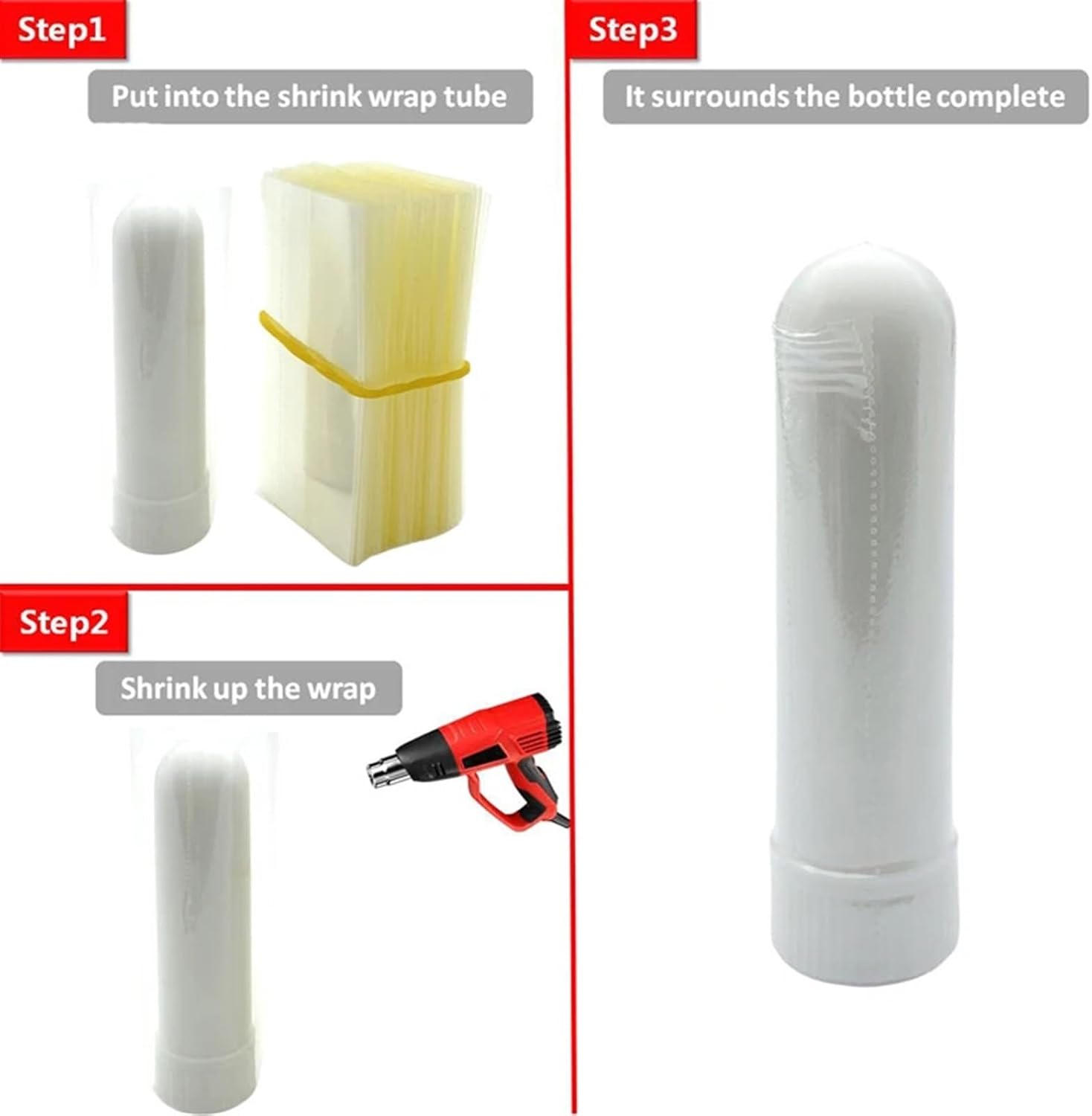 200Pcs Clear PVC Shrink Wrap Film for Aromatherapy Nasal Inhaler Stick