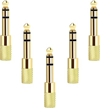 [Updated Version 5-Pack Stereo Audio Adapter 6.35mm 1/4 inch Male to 3.5mm 1/8 inch Female Headphone Jack