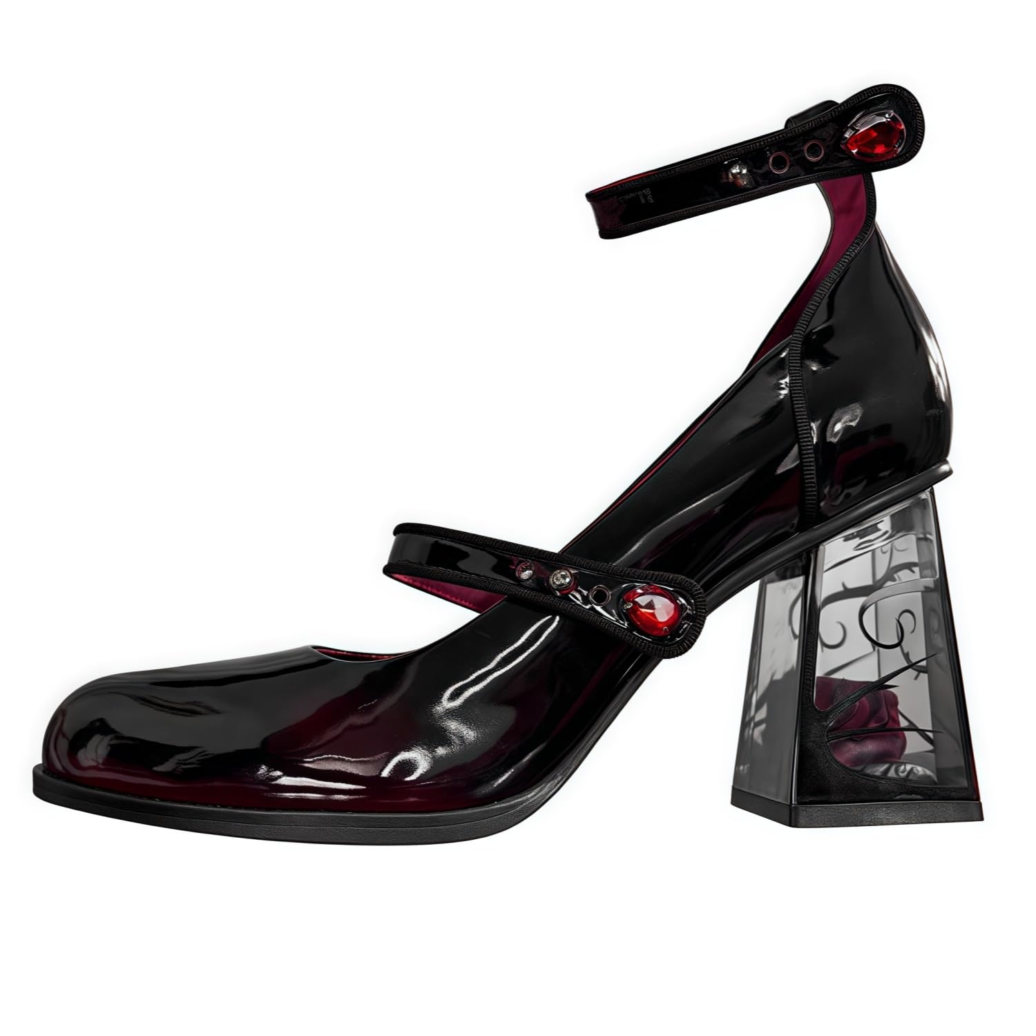 Zapatos Mary Jane de Plataforma para Mujer, Zapatos de tacón con Plataforma gótica Lolita en el Tobillo con Punta Dulce, Zapatos de Plataforma Gruesos, Zapatos de Vestir de Charol