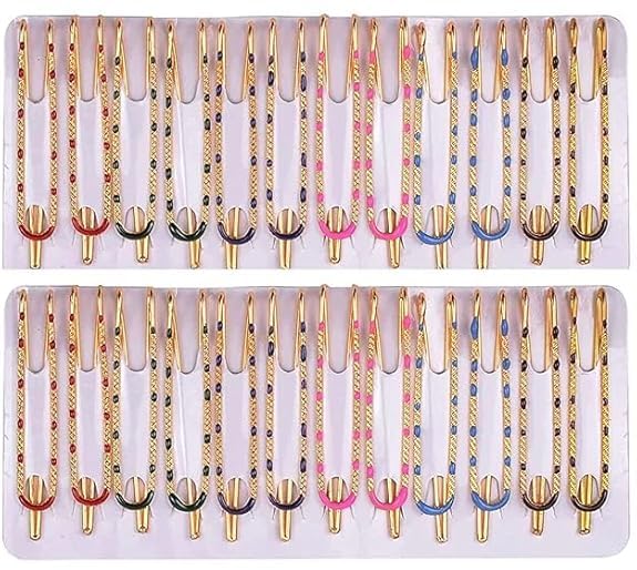 padmavathi enterprises Stainless Steel Saree Pins Chunari Pin Hijab Pin Fancy Patli Stong Hold Sadi Dupatta Brooch Pin for Women Multicolor - 6 pcs - Random Model-picture-50