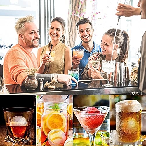 Olywee Ice Cube Trays - 4 gaten Whiskey Ice Ball Moulds grote bol, ijsbal, kubus vorm, set voor cocktail, bourbon, sap… - Afbeelding 7