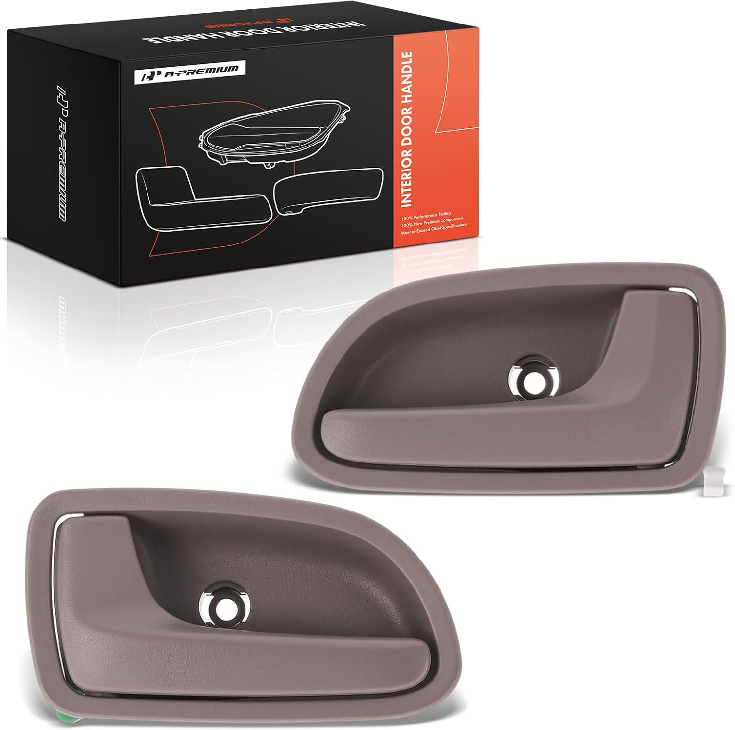 A-Premium Inside Interior Door Handles Compatible with Kia Rio 2002-2003, Beige, 2-PC Set, Front Driver and Passenger Side