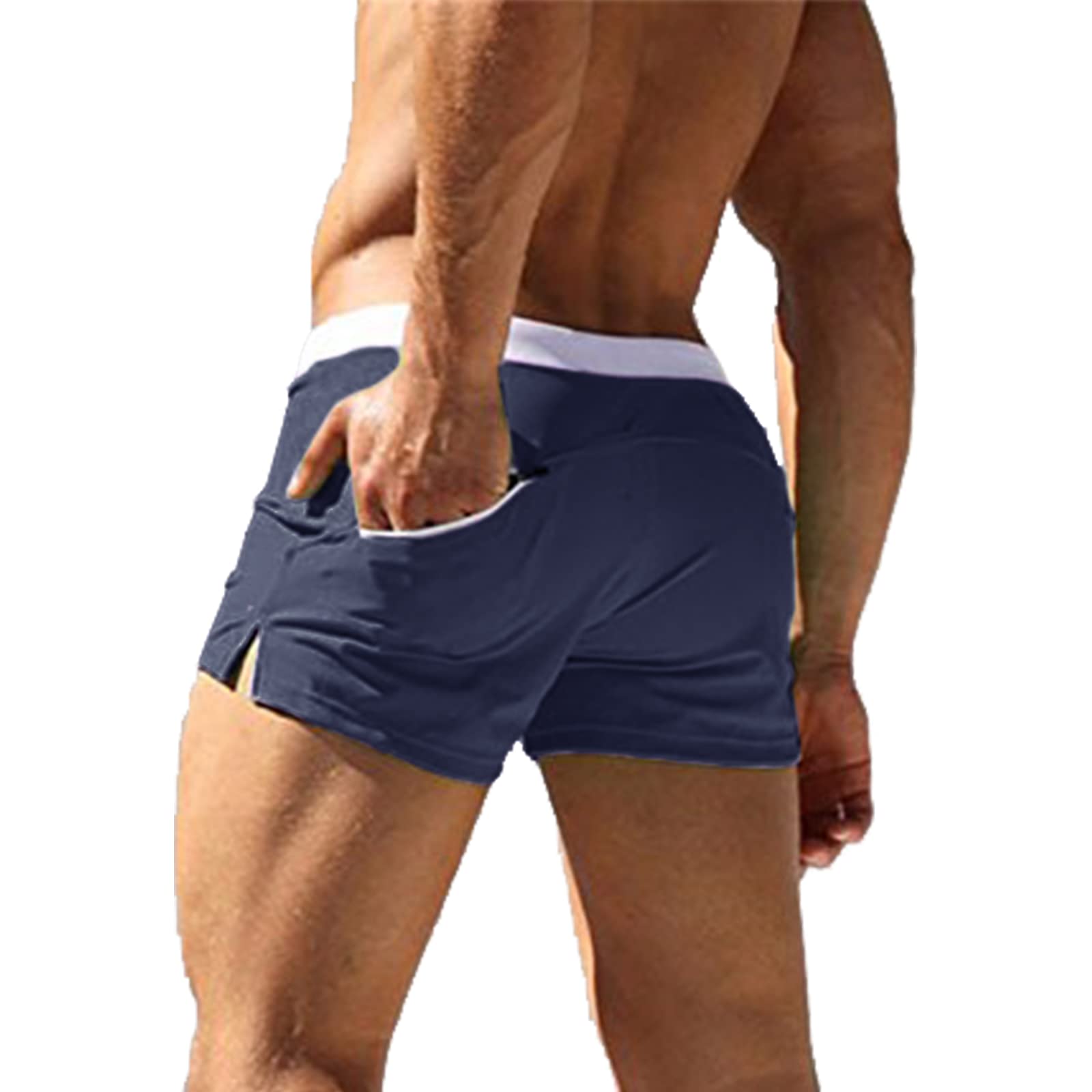 EDOTON Herren Badehose Jungen Bademode Sexy Badeshorts für Männer Schwimmhose mit Reißverschlusstasche Trainingsshorts Elastisch Verstellbar Mit Tunnelzug Badeshorts