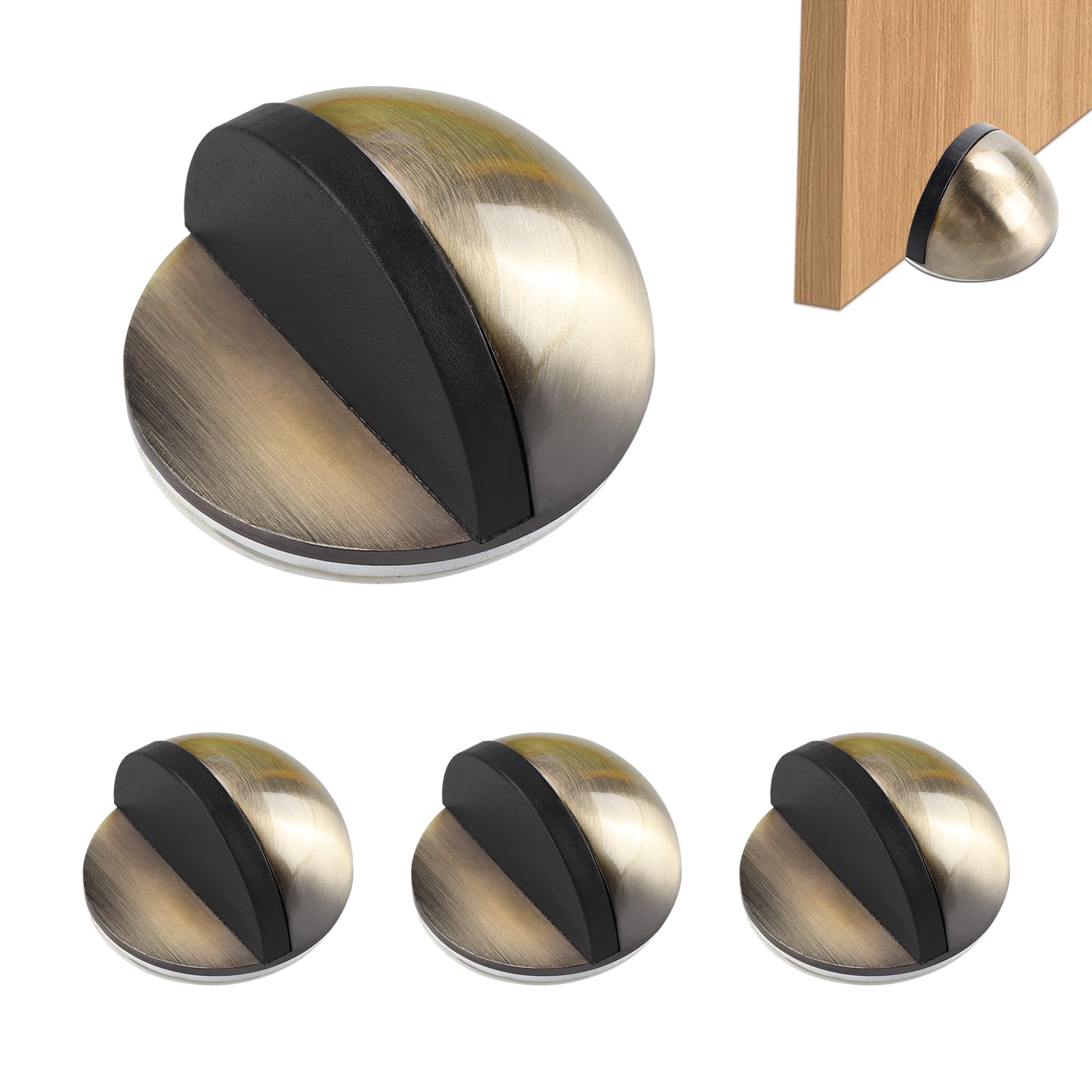 6 Fermaporta Adesivi A Pavimento - Acciaio Inox Con Gomma, Protezione Porte E Pareti - Foto 2