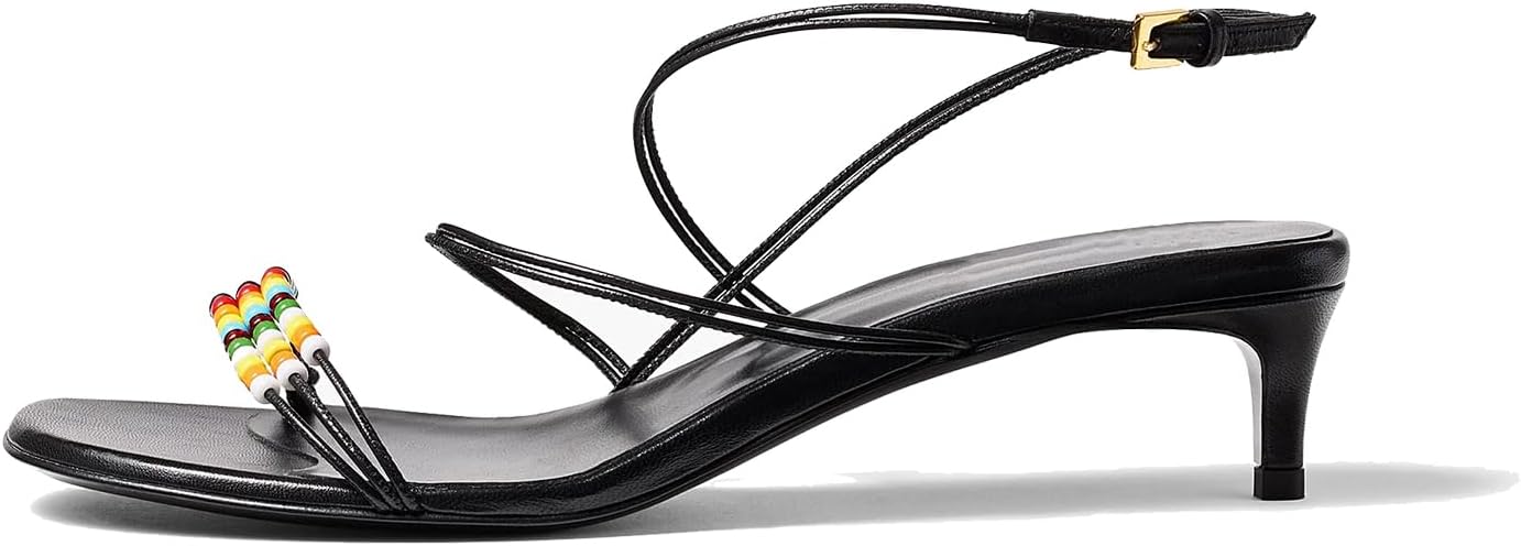 Heeled Sandals for Women Dressy Square Open Toe Comfy Strappy High Heels with Ankle Strap for Wedding Party Daily Wear