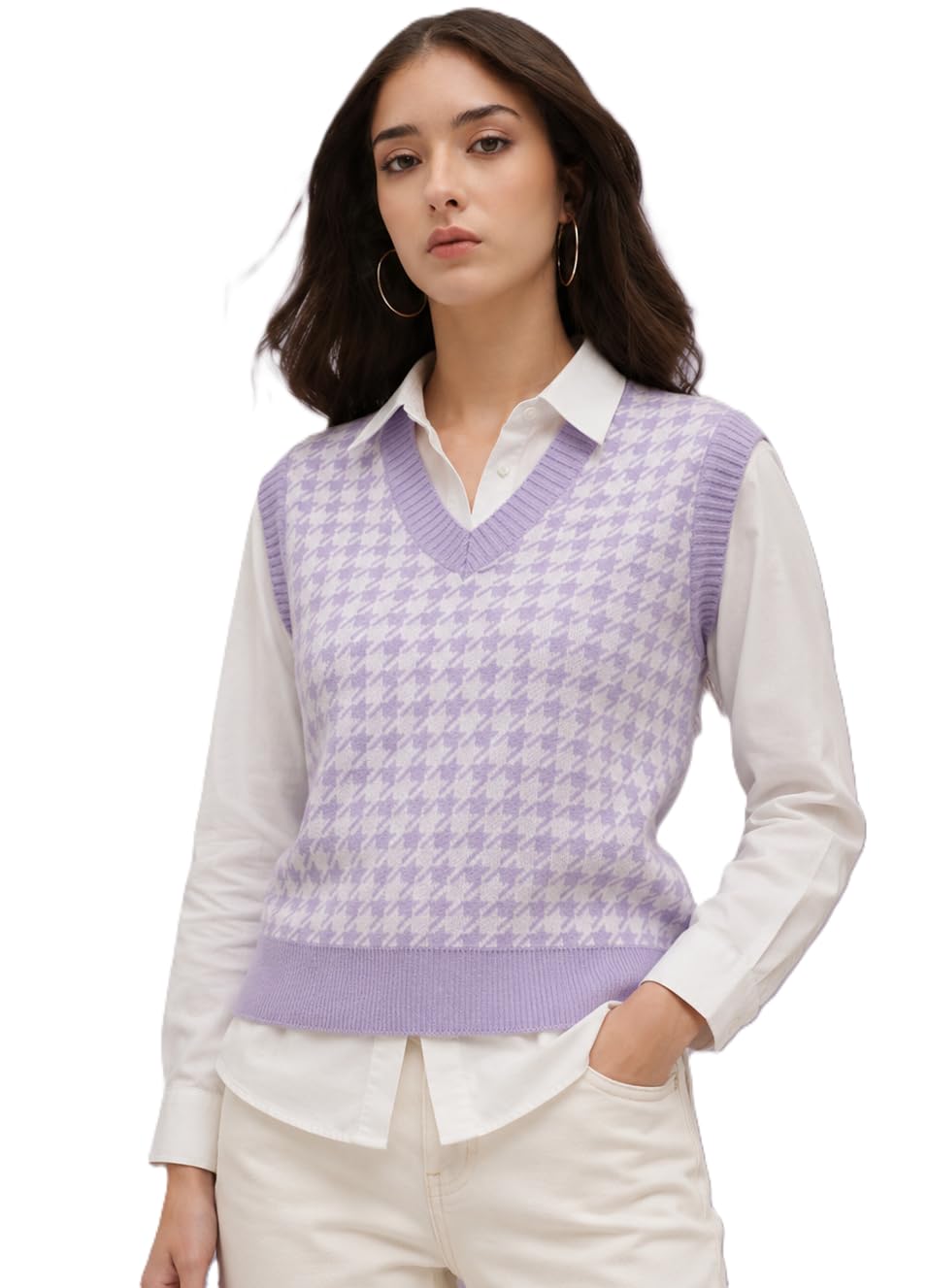 feverfew Women's Winter Sleeveless Pullover Sweater | Stylish Knitted V Neck Wool Sweater for Casual-picture-29
