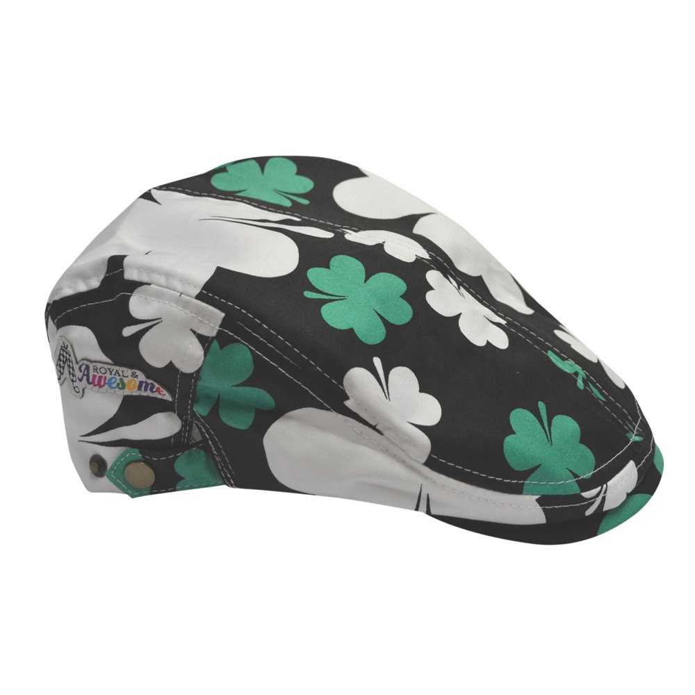 Royal & Awesome Paddy Par Funny Golf Flat Cap, Bold Irish Patterned Novelty Golf Hat for Men, One Size