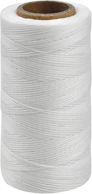 Waxed Thread Black, 328 Yards Leather Sewing Thread, 150D 1mm Waxed Leather Thread, Flat Waxed String Cord for Bookbinding, Leather Sewing,Jewellery Making,Canvas, Crochet (White)