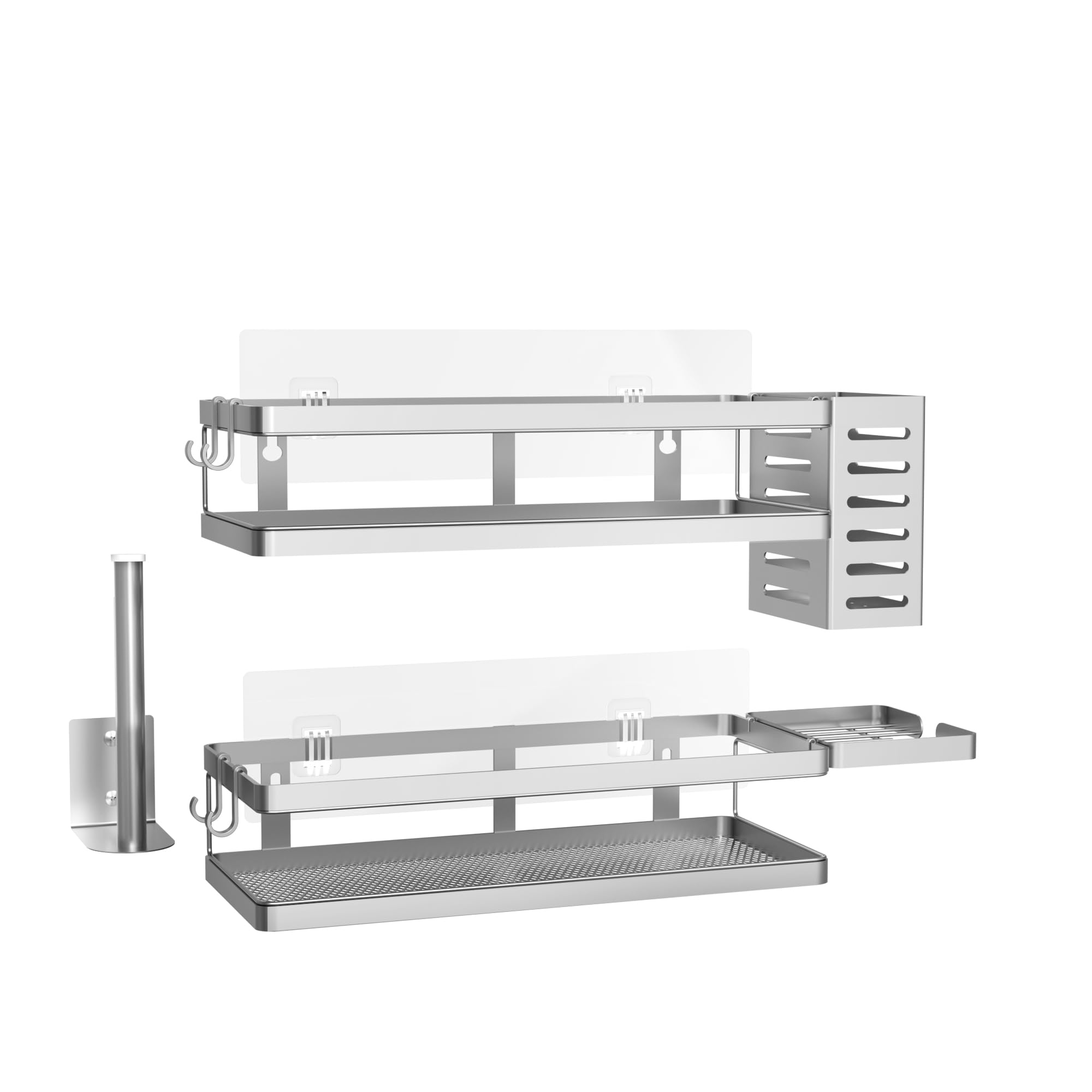 PUSDON Metal Wall Hanging Basket 2 Packs DIY Suitable for Multiple Scenes - Middle Silver Grey Guardrail Suit