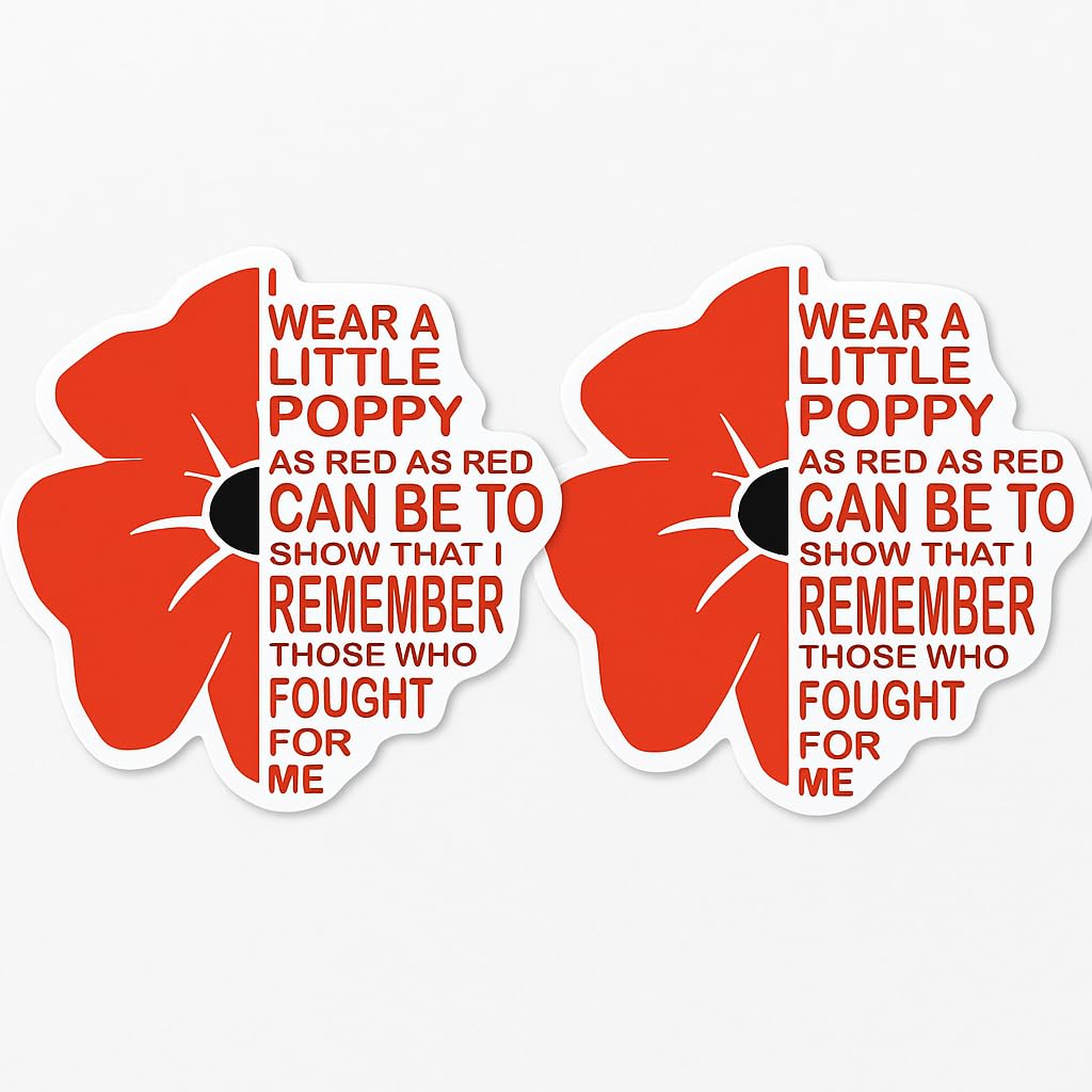 Stika.co Red Set Of 2 Medium – Poppy Window Cling – Lest We Forget Memorial Sticker For Remembrance Sunday & Armistice Day | Static Cling | M – 13 X 12.8 Cm (130 X 128 Mm/Approx. 5.1" X 5")