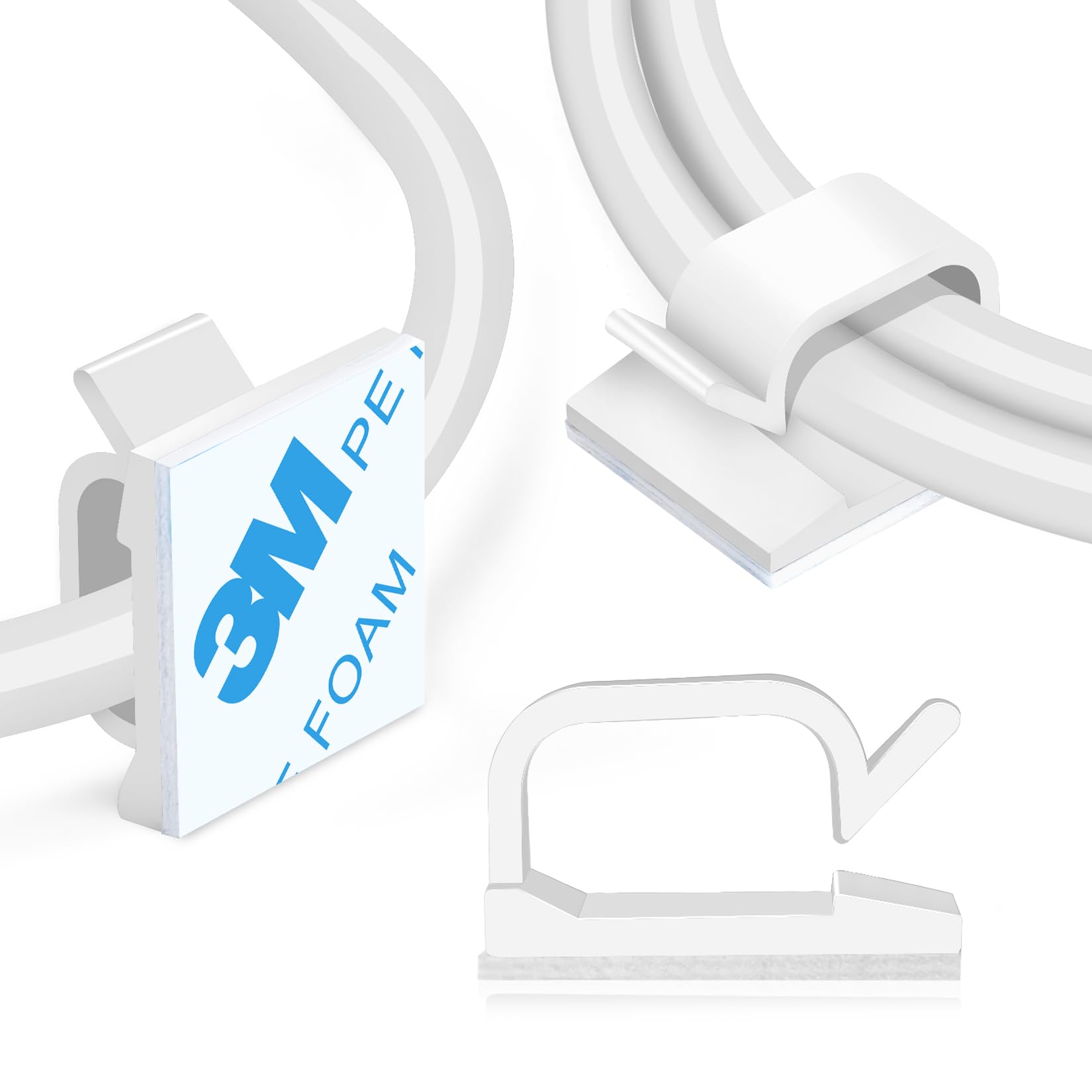 120 pcs xhf adhesive cable wire clips white cable staples outdoor cable management wire organizer cord holder for under desk car wall tv pc ethernet cable