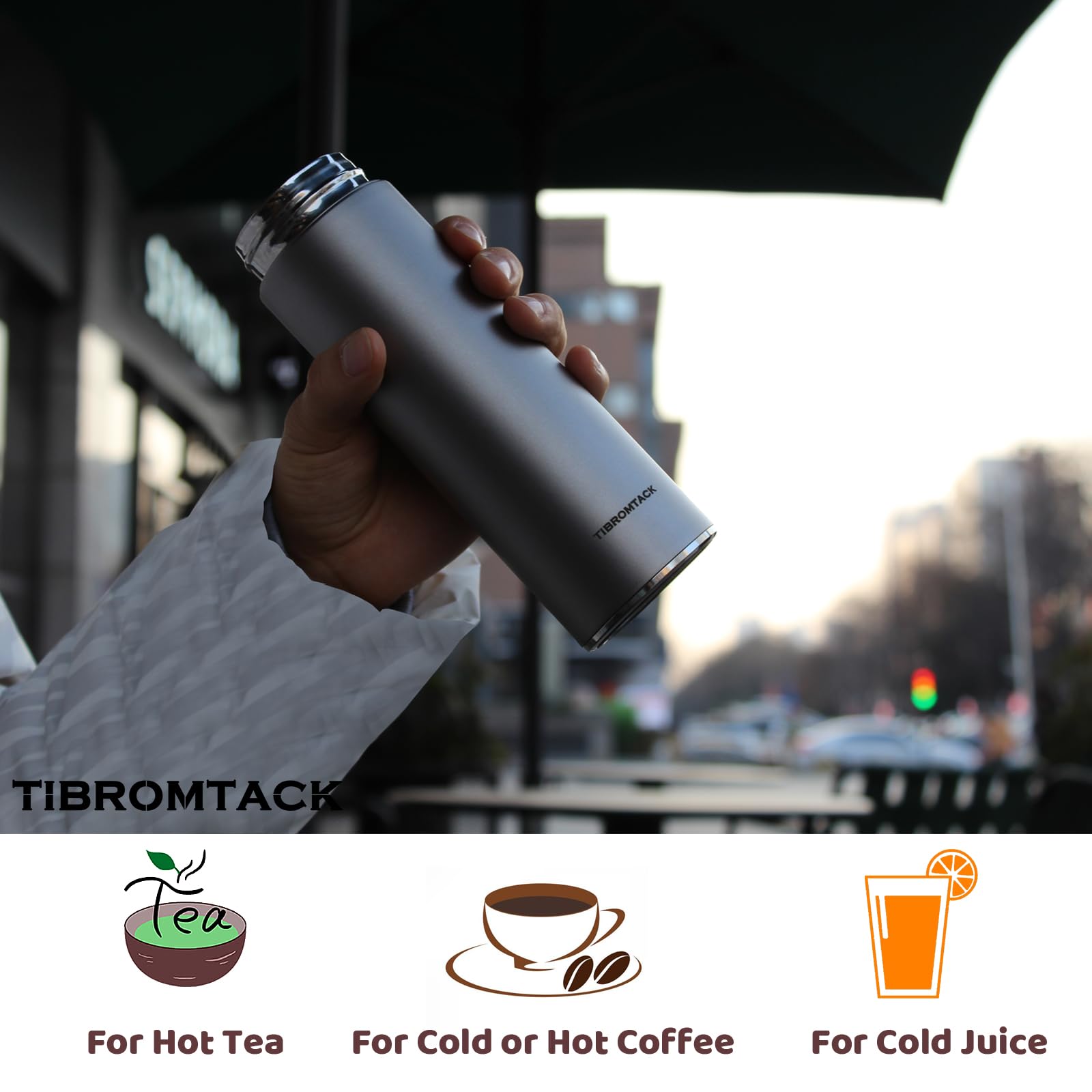 Isolierte Wasserflasche aus Titan, 320 ml, doppelwandig, Vakuumflasche, leicht, auslaufsicher, Business-Thermosflasche für Arbeit, Geschäftsreisen, Sessions