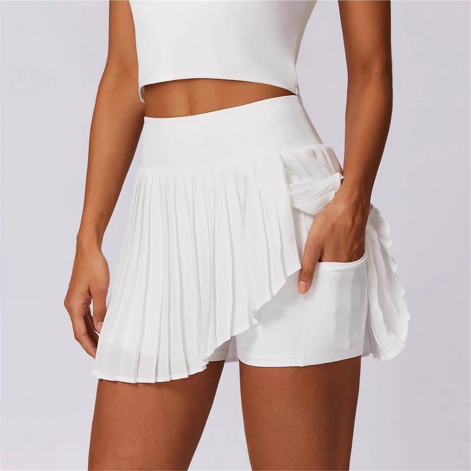 Damen Faltenrock Tennis Sommer Weiß Frauen Tennis Vielseitig Yoga Plissee Rock Fitness Laufen Atmungsaktive A-Linie Golf Rock Hosen