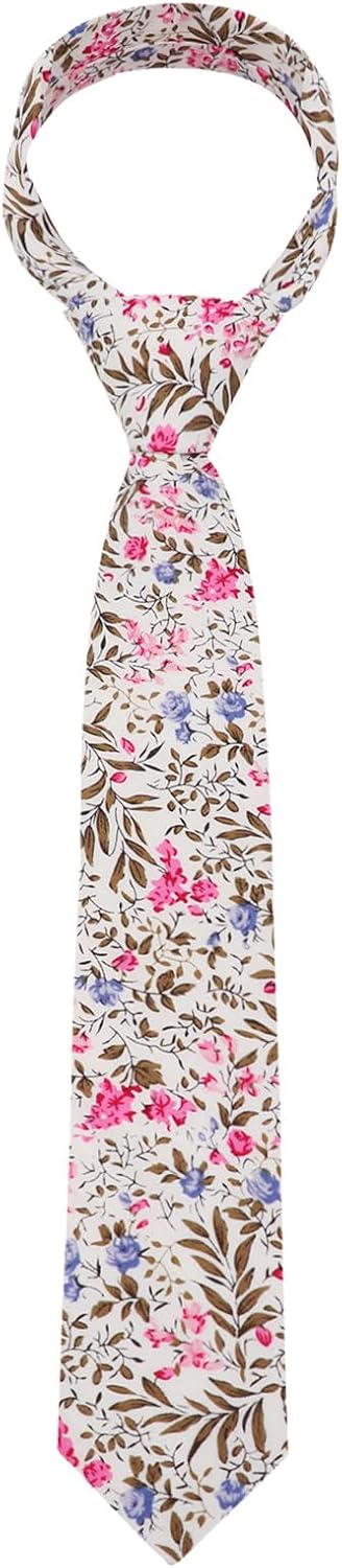 Mantieqingway Floral Ties for Boys, Cotton Floral Boys/Girls Ties, Neckties For Kids Wedding, Graduation, School Uniforms