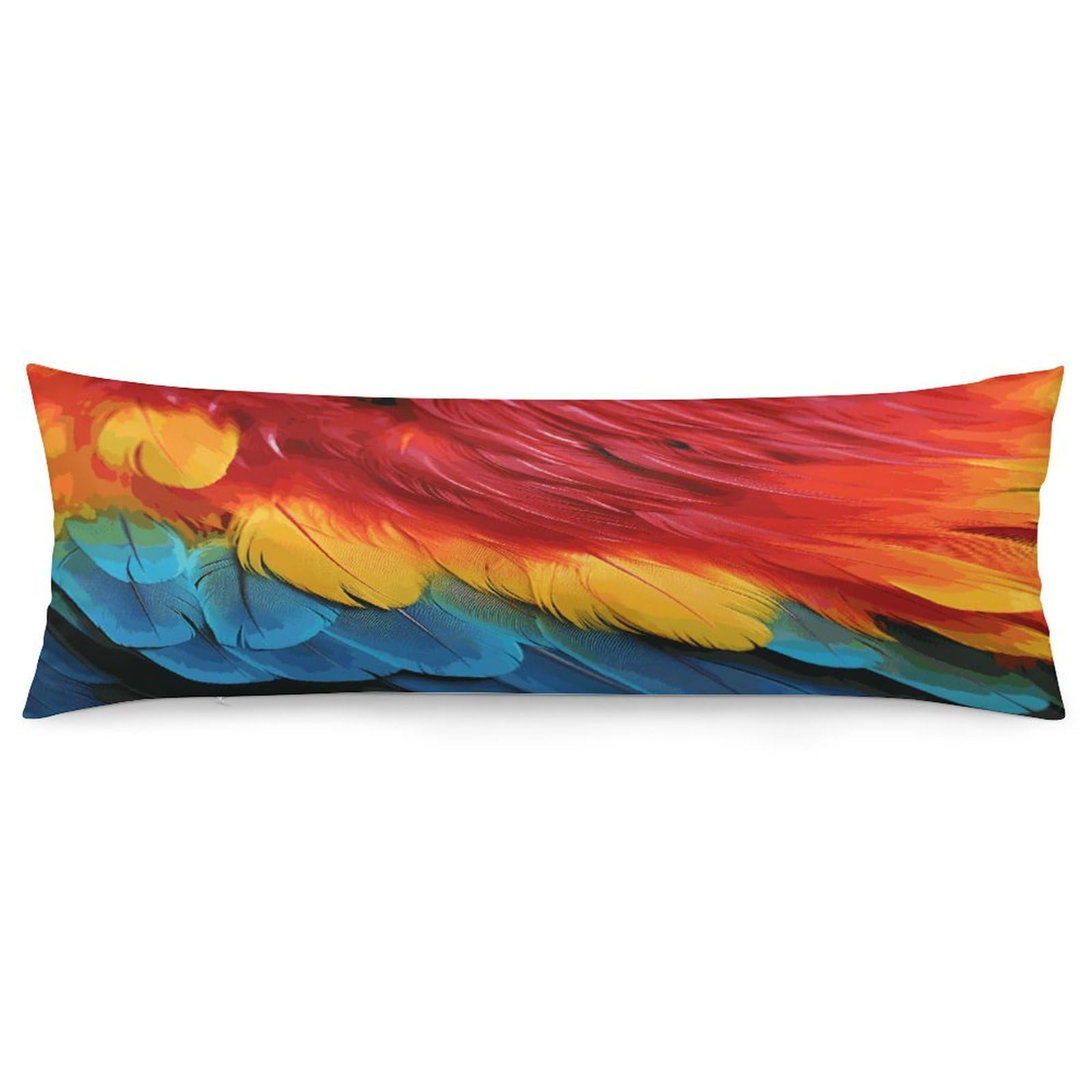 Fantastic Parrot Feather Body Pillowcase Soft Breathable Full Long Pillow Cover 20x54 Inches Polyester Pillow Case with Hidden Zipper Closure for Bedroom Home Decorations