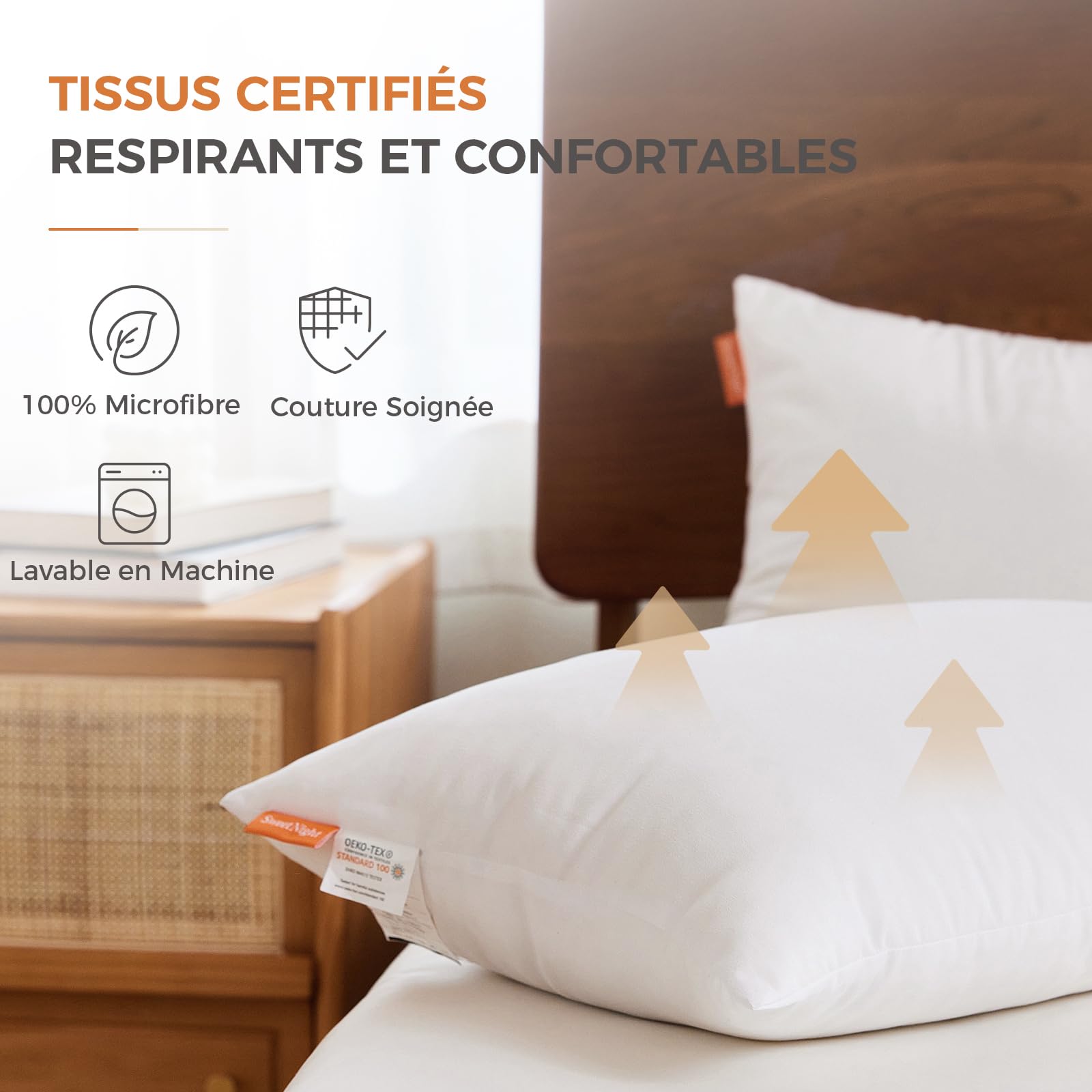 Sweetnight Oreillers 50x70 Lot de 2 Coussin Rectangulaire, Oreiller Sweetnight Oreillers 50x70 Lot de 2 Coussin Rectangulaire, Oreiller