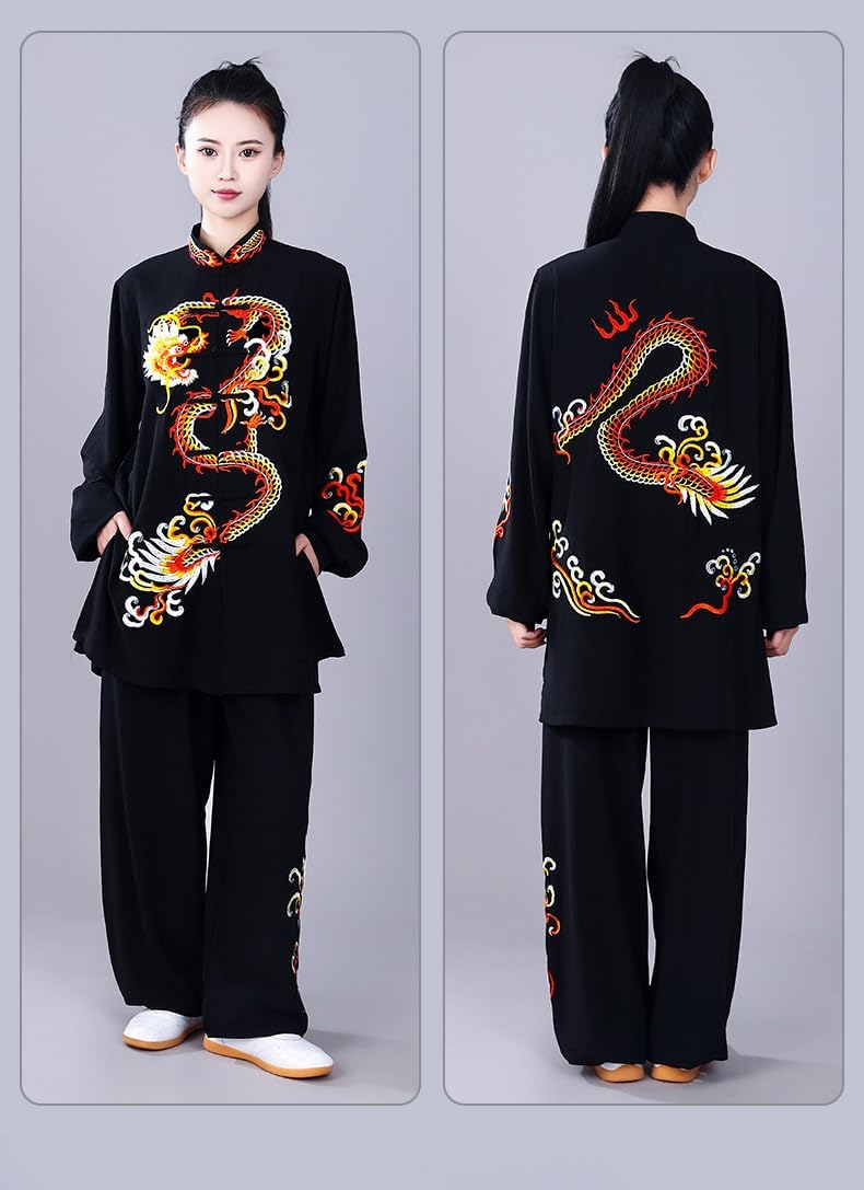 HEARTTOUCH Unisex Tai Chi Uniform Embroidery Chinese Zen Meditation Morning Excerises Outfit Traditional Kung Fu Clothes