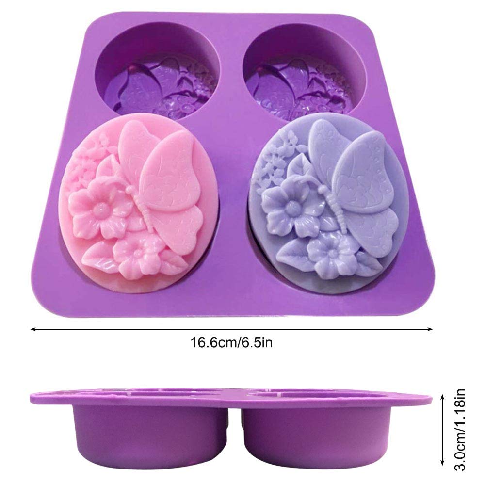 2 Pezzi Stampo Rettangolare e Ovale in Silicone per Sapone, Stampi per Sapone Fai Da Te Artigianali con 4 Sacchetti di Filo, 6 Cavità Stampo in Silicone per Saponette Candele