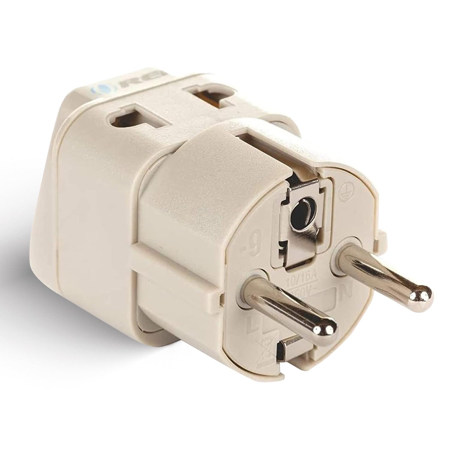 OREI Europe Travel Adapter, India to Europe (Schuko) Plug – Type E/F India to Europe Adapter – 2 in 1 – Perfect for Laptop, Camera Charger and More – CE, RoHS – Beige.